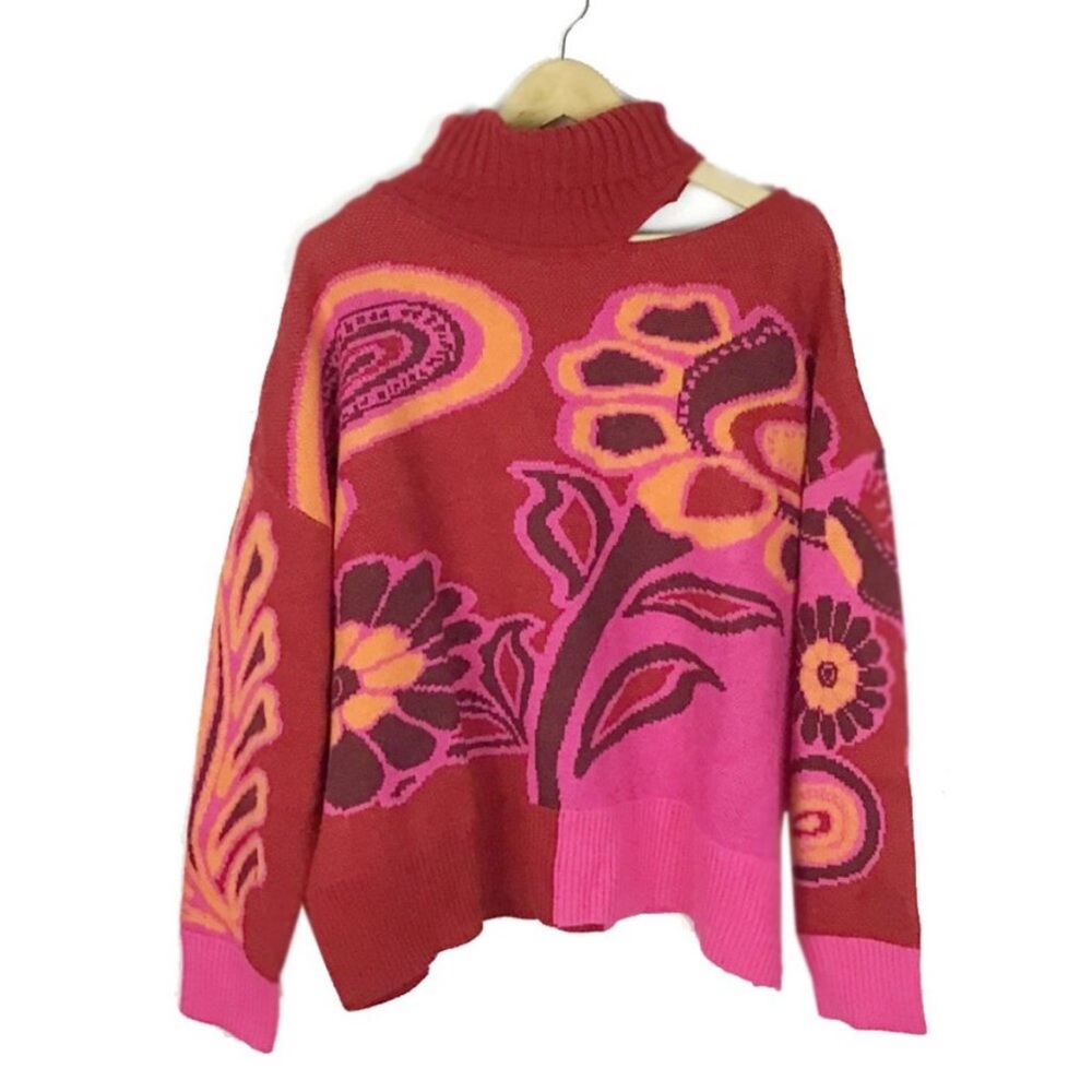 FARM Rio Women's Vibrant Shoulder Cut Out Sweater, NWT, XL - Picture 5 of 15